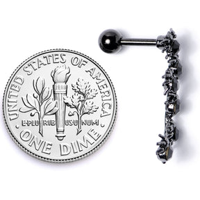 16G 1/4 Black CZ Gem Black Spider Halloween Cartilage Tragus