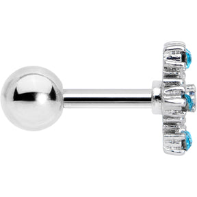 16G 1/4 Aqua Gem Snowflake Christmas Cartilage Tragus Earring