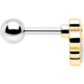 16G 1/4 Aurora Gem Golden Crown Deluxe Cartilage Tragus Earring