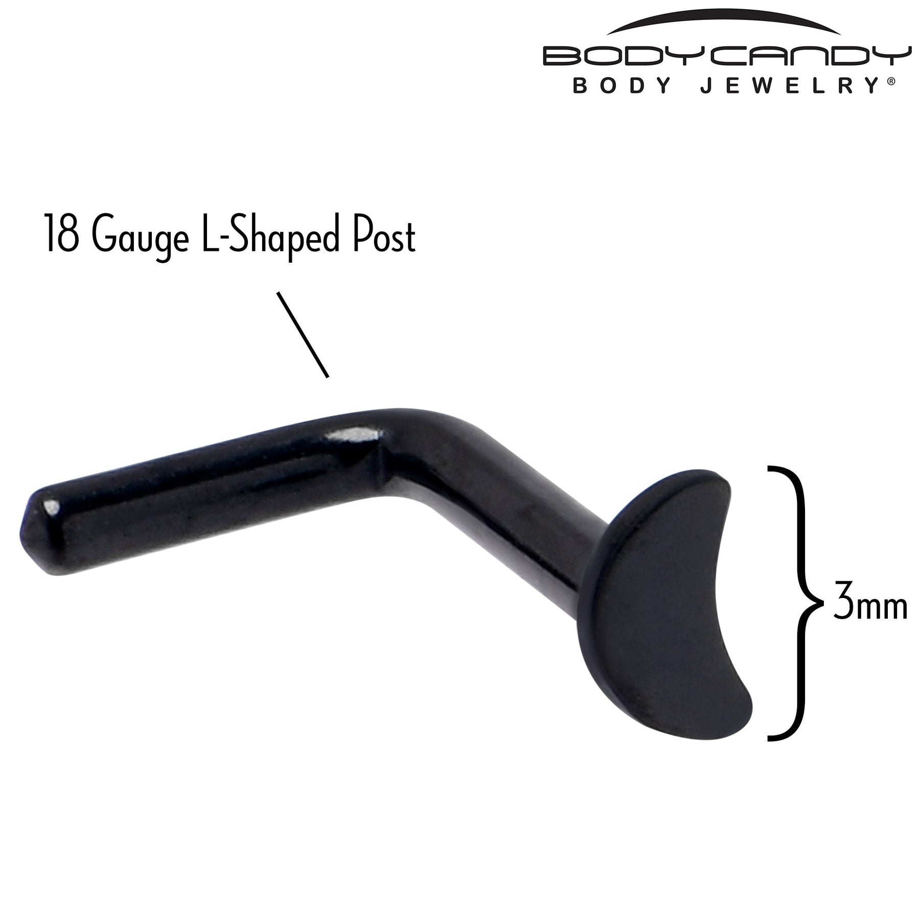18G 1/4 Black ASTM F-136 Implant Grade Titanium Moon End L Shape Nose Ring