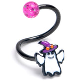 16G 3/8 Black Witch Hat Ghost Spiral Twister Cartilage Ring