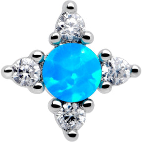 16G 1/4 Blue Synthetic Opal Rhombus Star Flatback Stud