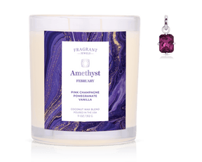 February Amethyst Birthstone Charm - Jewel Candle