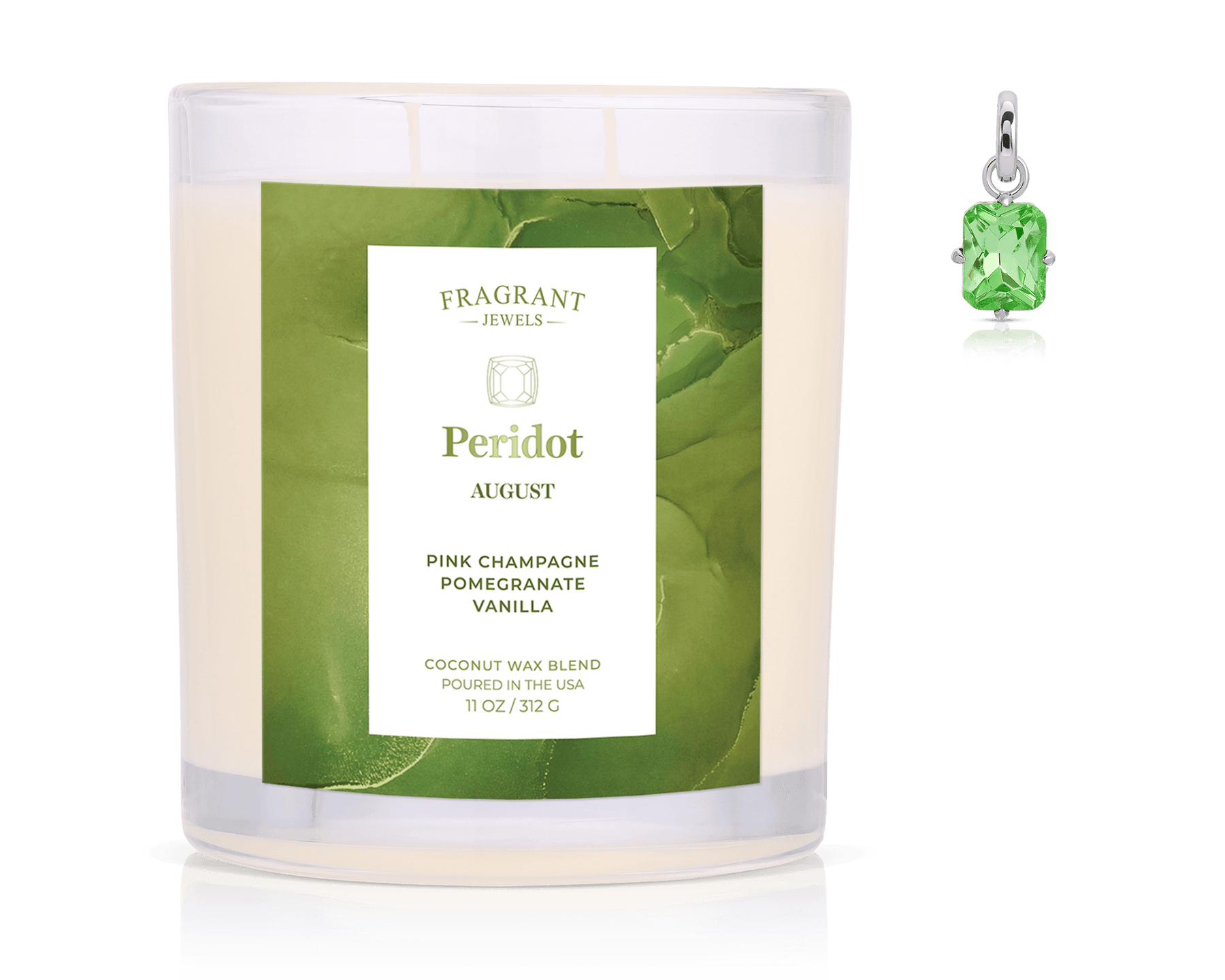 August Peridot Birthstone Charm - Jewel Candle