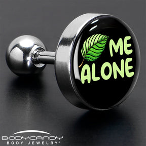 16G 1/4 Black Green Leaf Me Alone Tragus Cartilage Earring by Onyx O