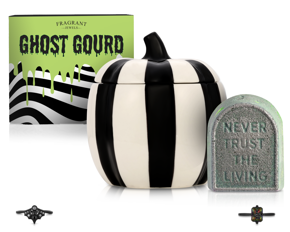 Ghost Gourd - Ceramic Candle and Bath Bomb Set