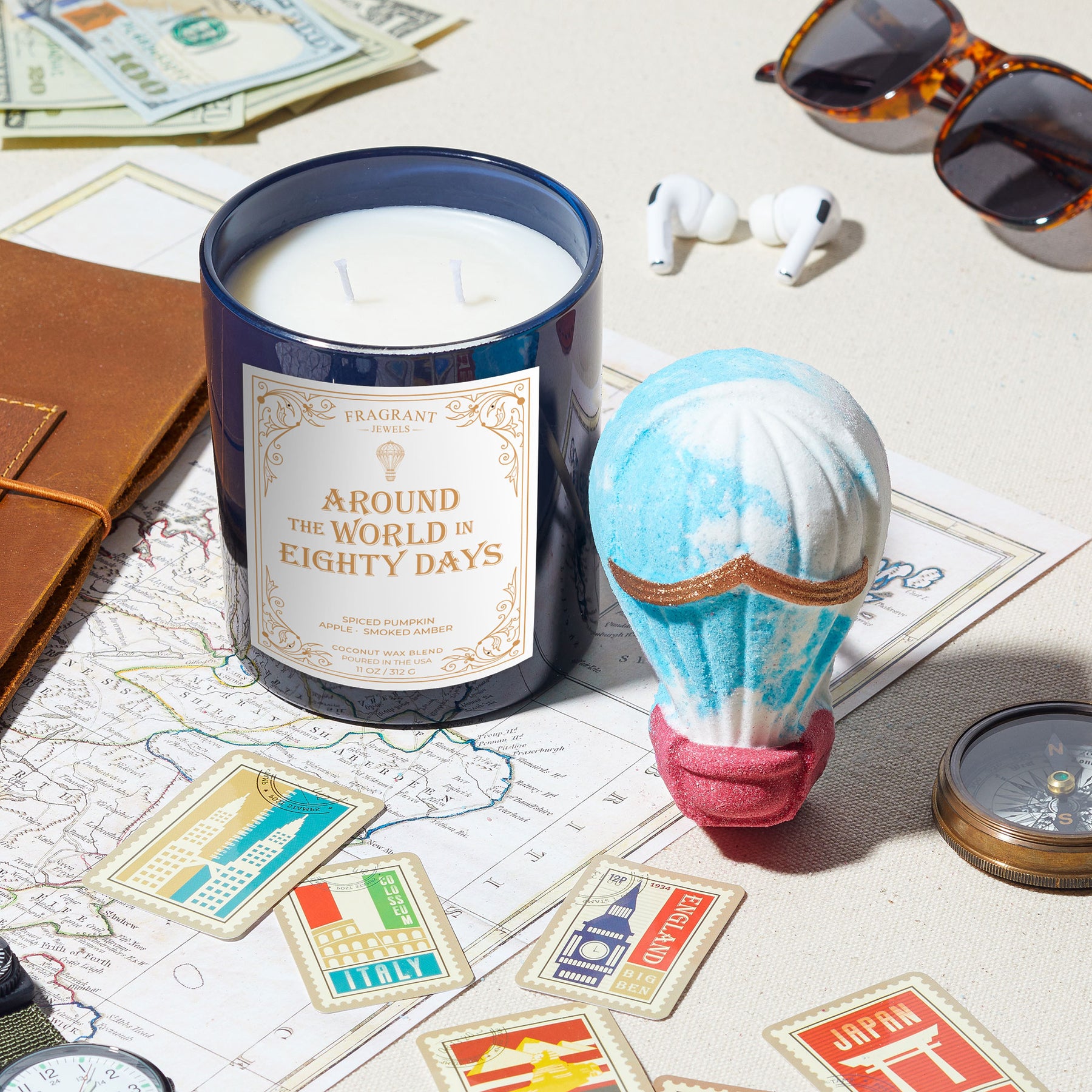 Around the World in 80 Days - Candle and Bath Bomb Set