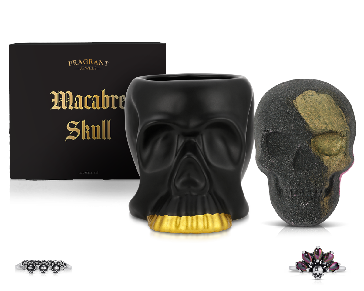 Macabre Skull - Ceramic Candle and Bath Bomb Set