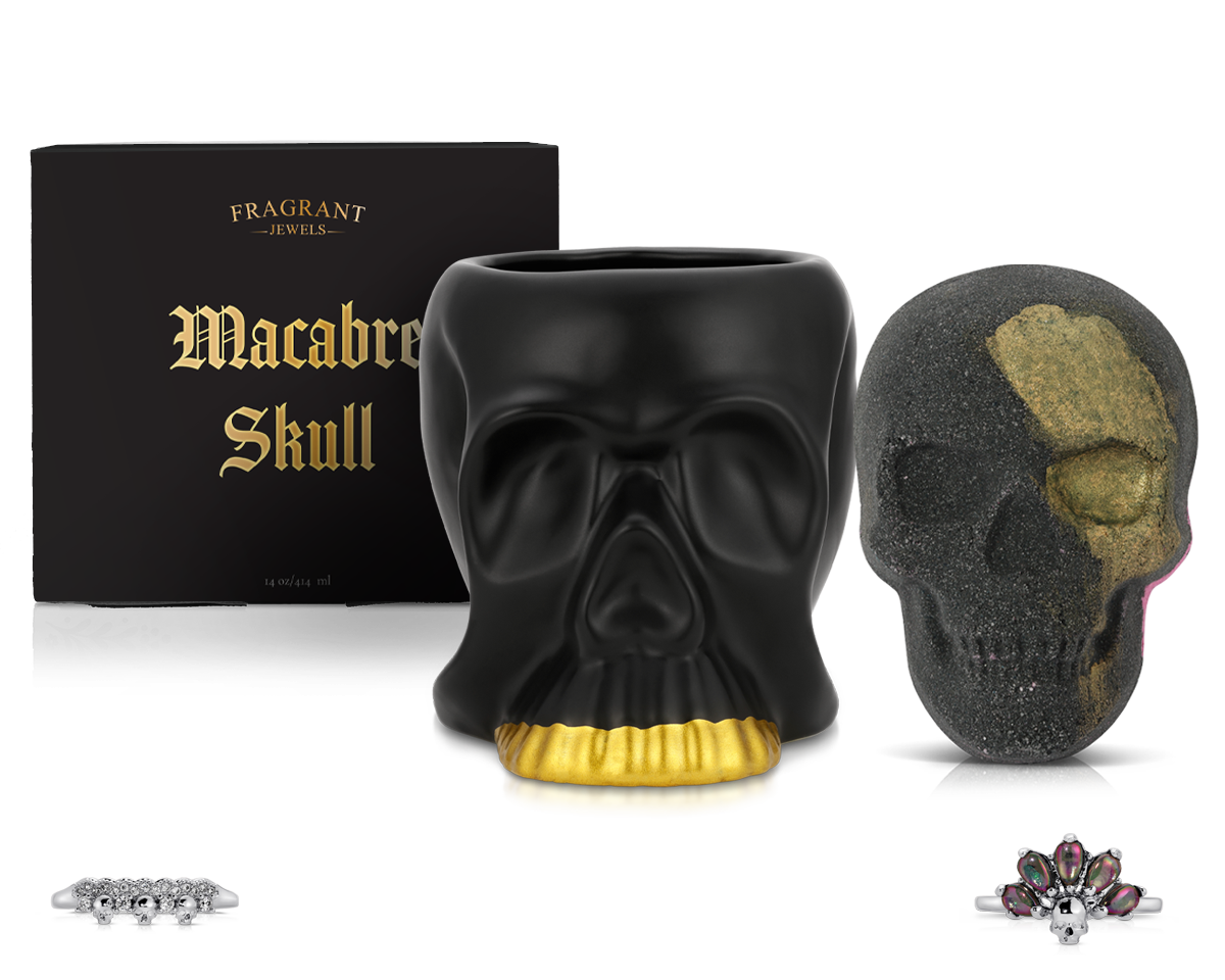 Macabre Skull - Ceramic Candle and Bath Bomb Set