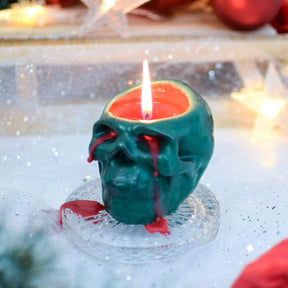 Yule Ghoul - Christmas Skull Pillar Candle (Without Jewelry)