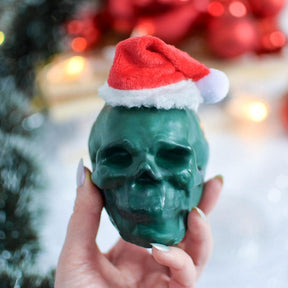 Yule Ghoul - Christmas Skull Pillar Candle (Without Jewelry)