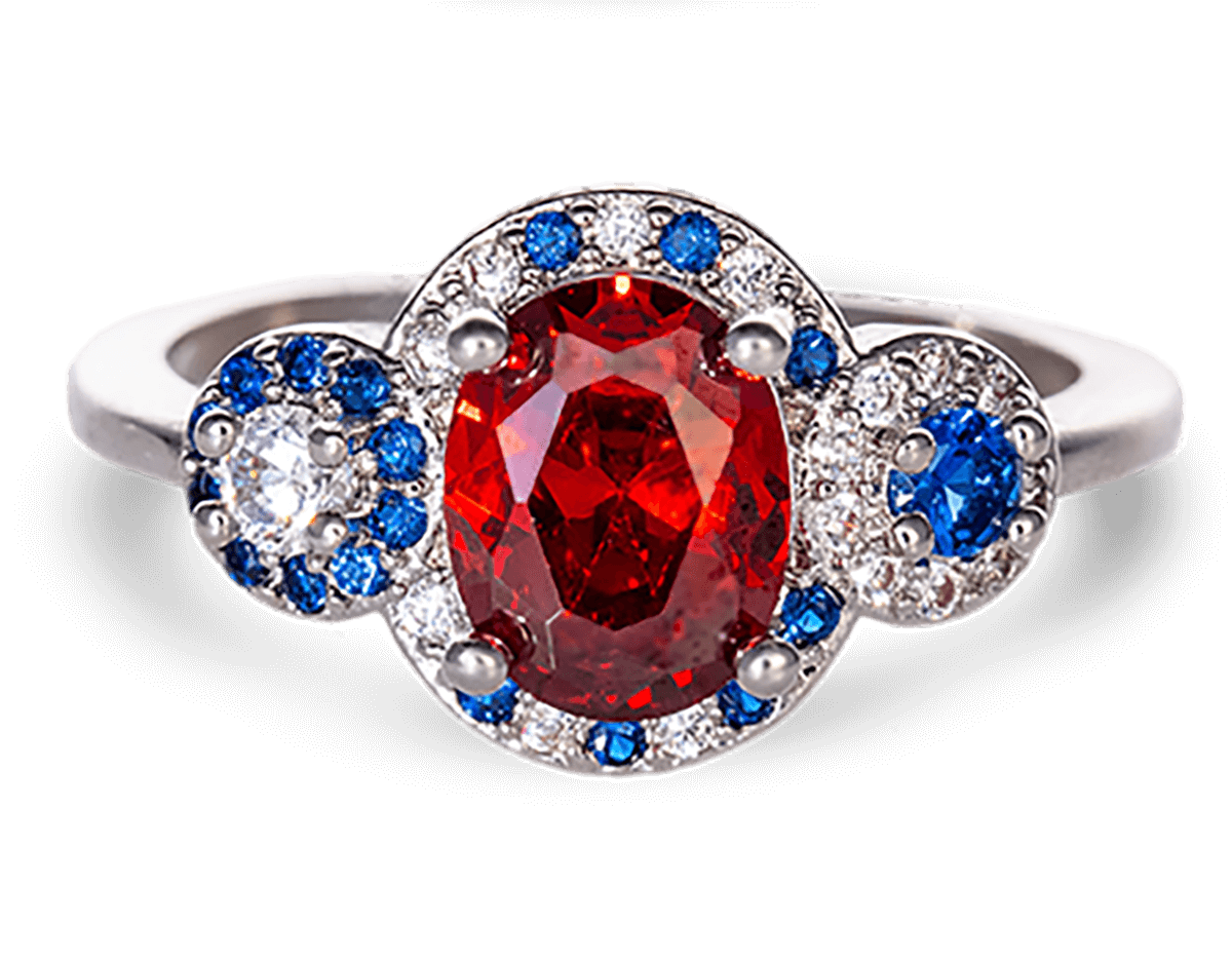 Red Oval America Ring